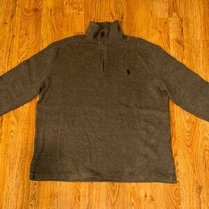 Polo Ralph Lauren 1/4 Zip Mock Neck Knit Sweater Grey Men's Medium Long Sleeve